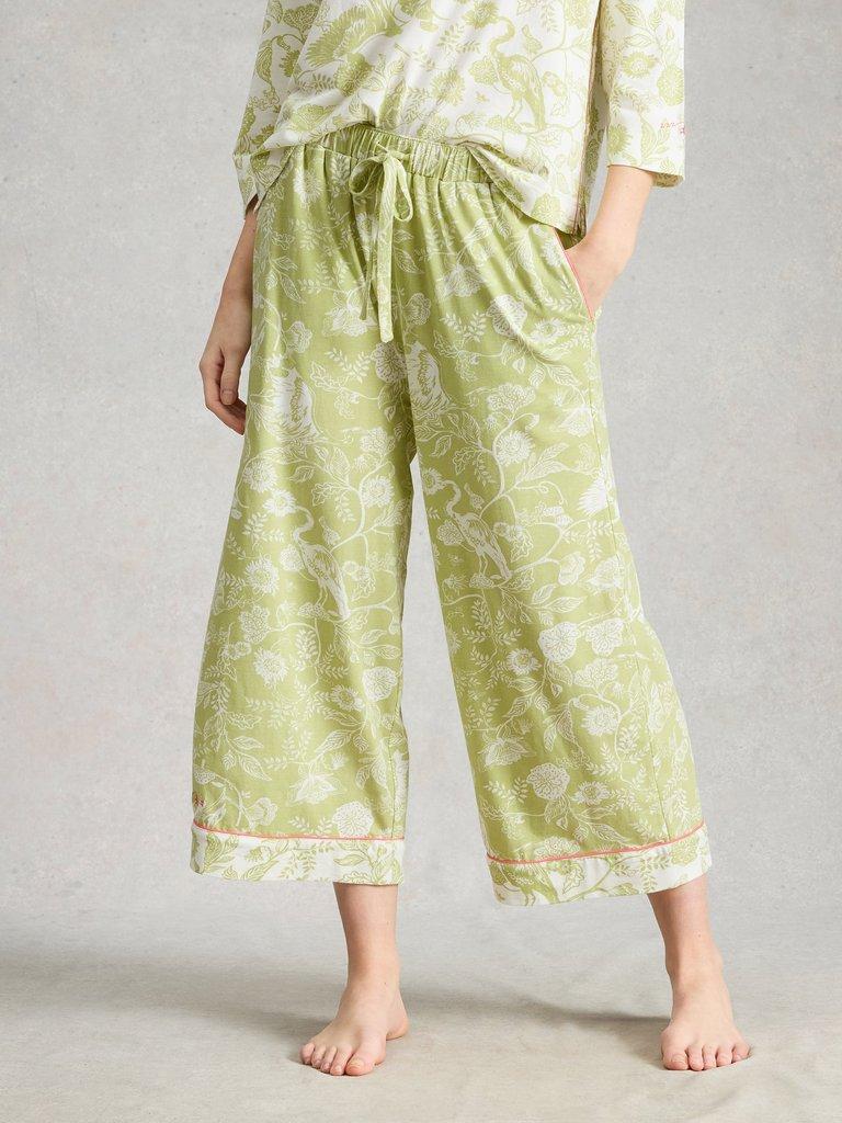 Trina Cropped PJ Trouser in GREEN PR - MODEL DETAIL