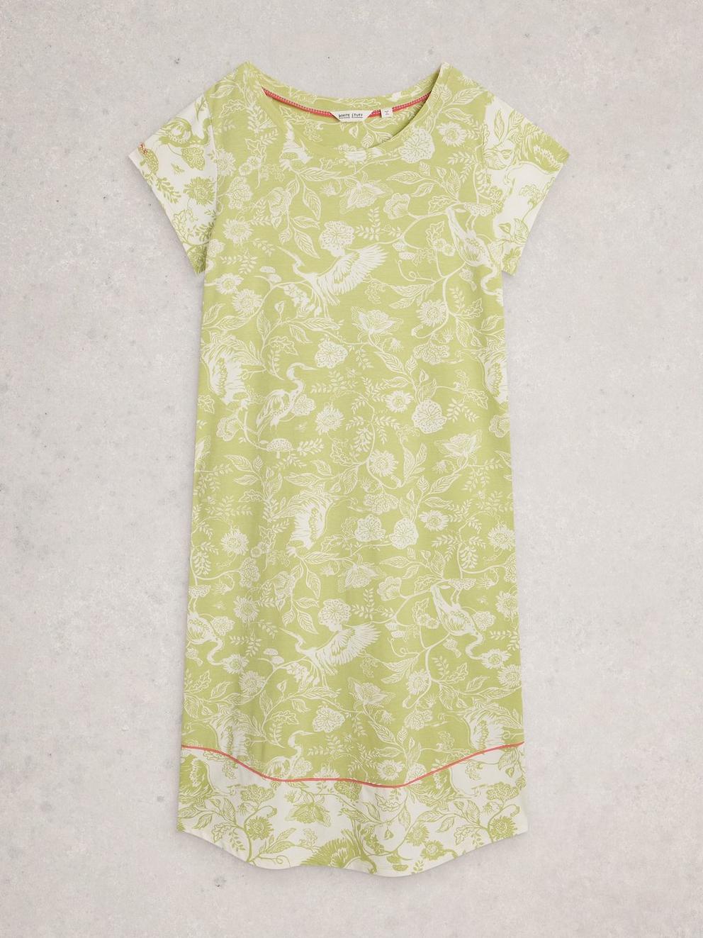 Evane Jersey Midi Nightie in GREEN PR - FLAT FRONT