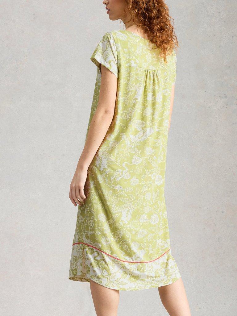 Evane Jersey Midi Nightie in GREEN PR - MODEL BACK
