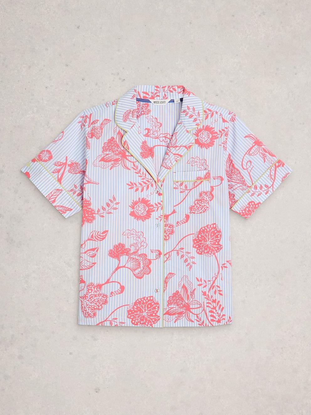 Nina Lightweight SS PJ Shirt in BLUE PR - FLAT FRONT