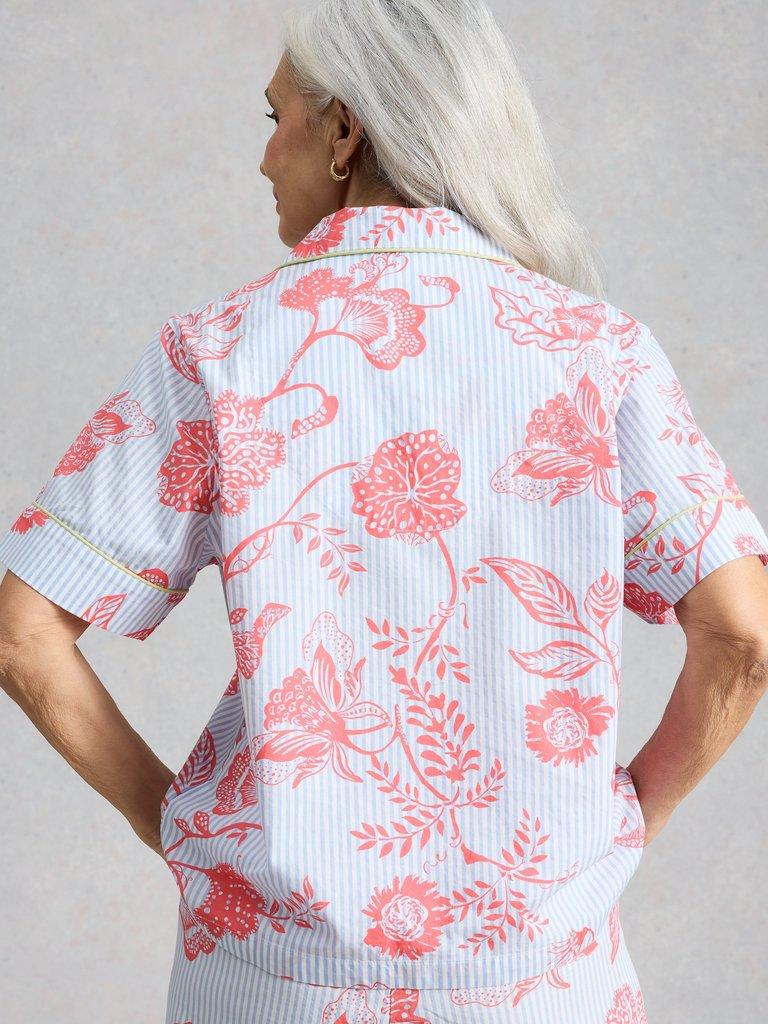 Nina Lightweight SS PJ Shirt in BLUE PR - MODEL BACK