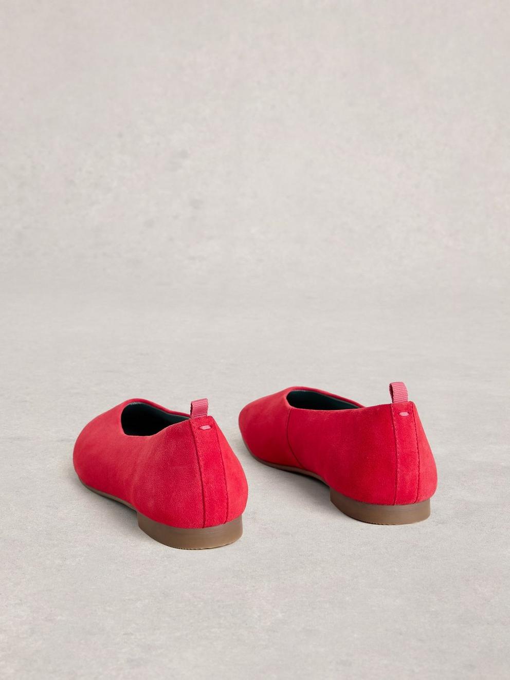 Cheri Suede Ballerina in MID PINK - FLAT BACK
