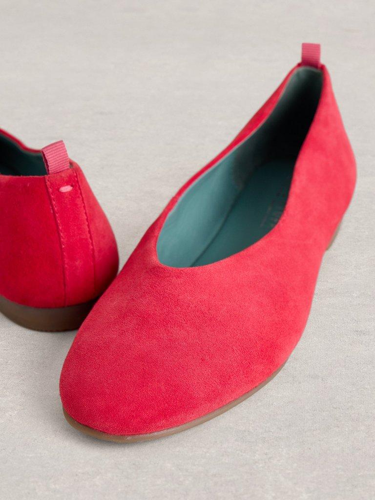Cheri Suede Ballerina in MID PINK - FLAT DETAIL