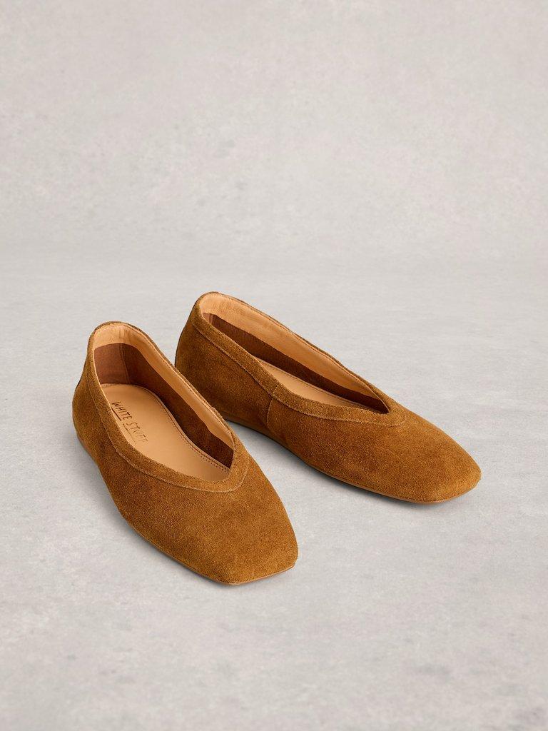 Sloane Flat Ballerina in MID TAN - FLAT FRONT
