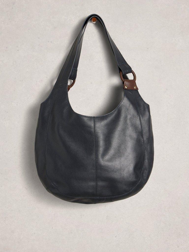 Saffy Leather Shoulder Bag in DARK NAVY - FLAT FRONT