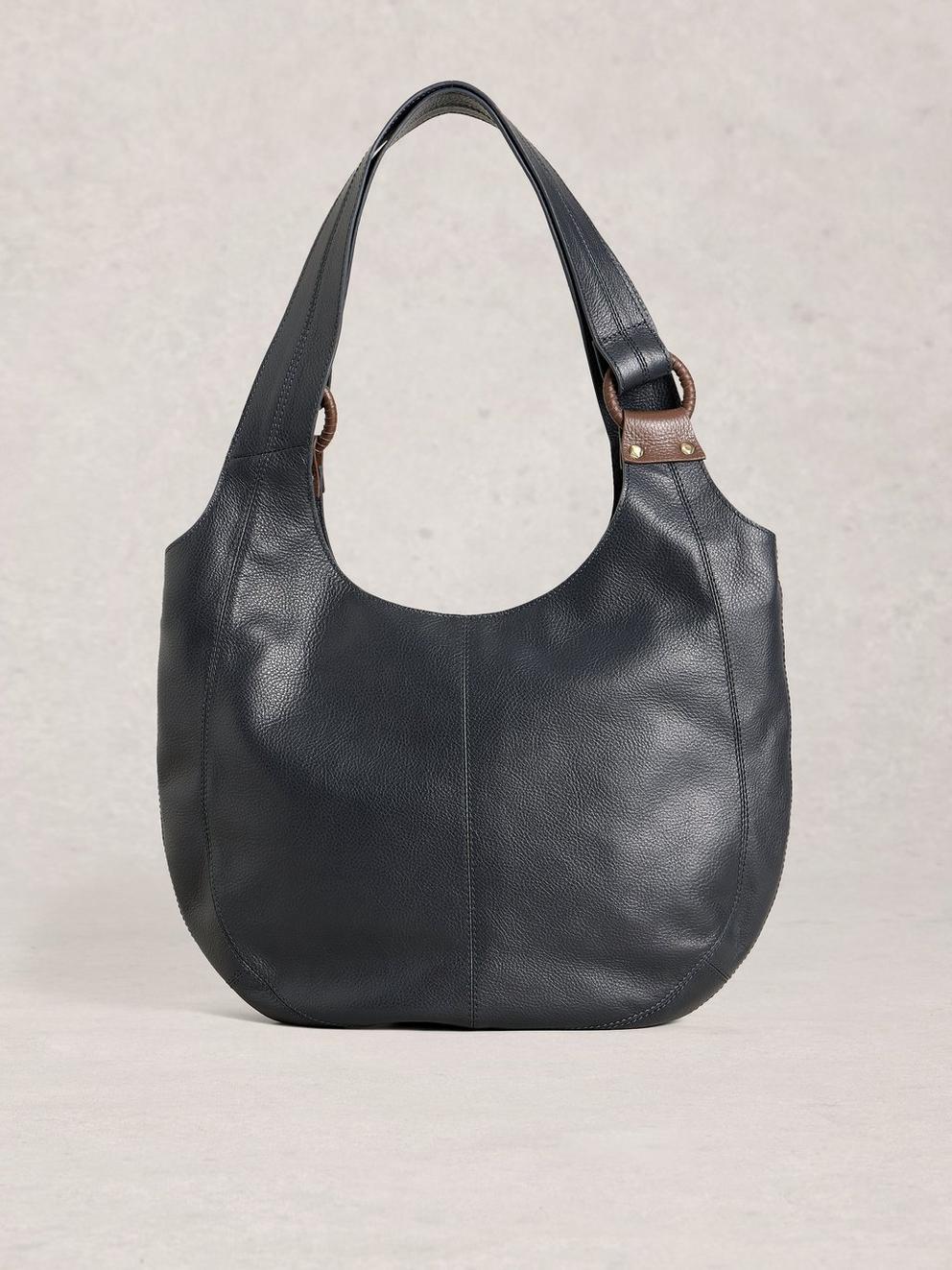 Saffy Leather Shoulder Bag in DARK NAVY - LIFESTYLE