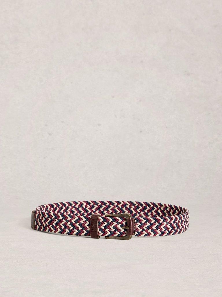 Woven Elasticated Buckle Belt in NAT MLT - FLAT BACK