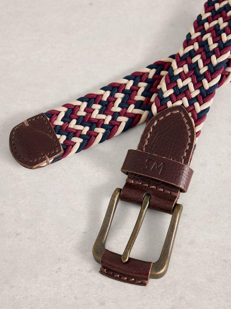 Woven Elasticated Buckle Belt in NAT MLT - FLAT DETAIL