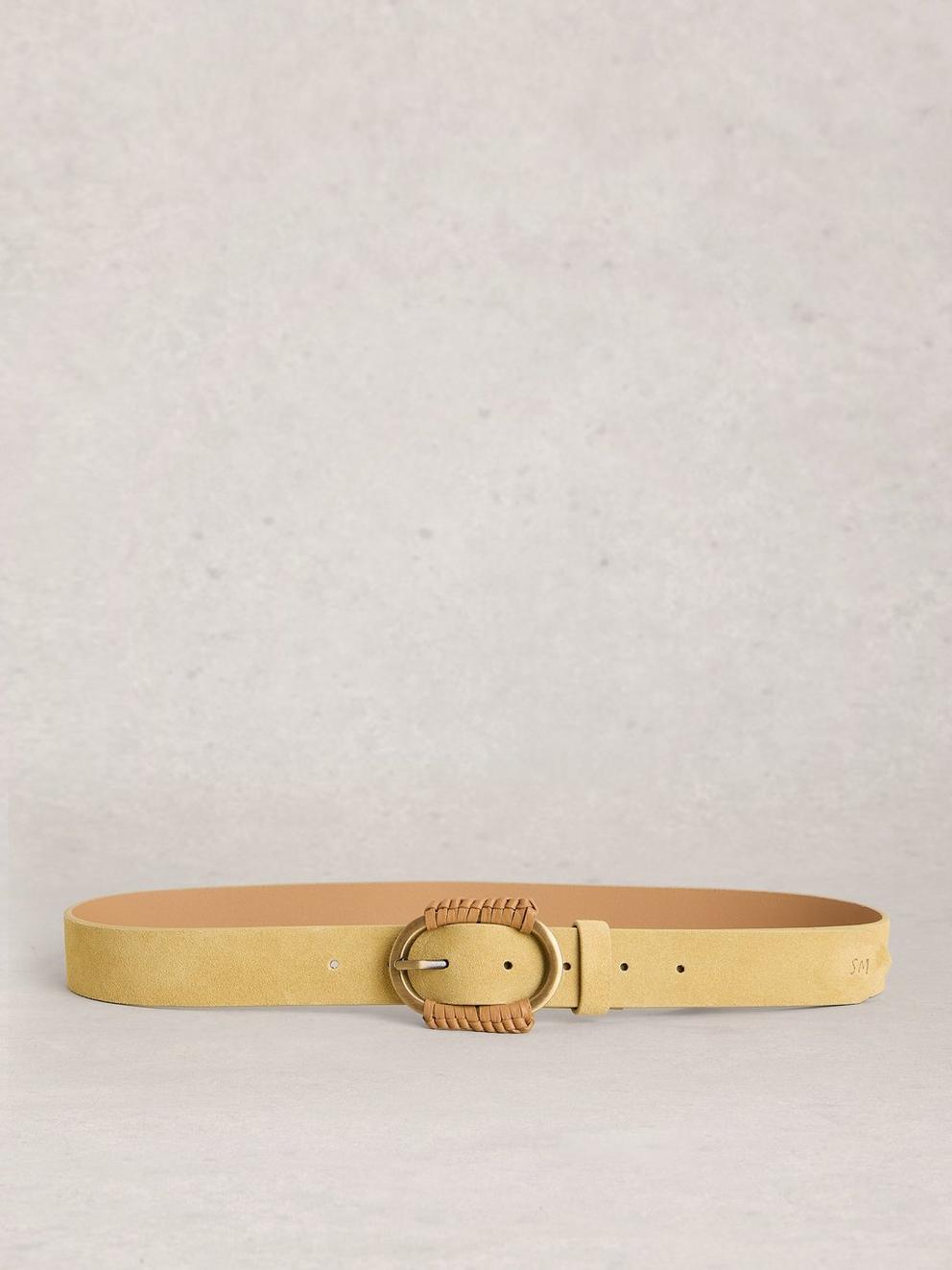 Wrapped Buckle Belt in LGT YELLOW - FLAT BACK