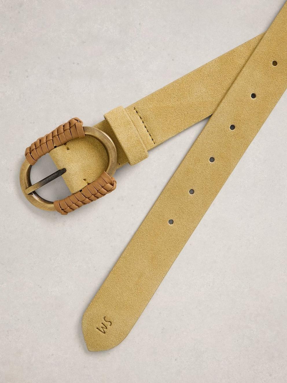 Wrapped Buckle Belt in LGT YELLOW - FLAT DETAIL