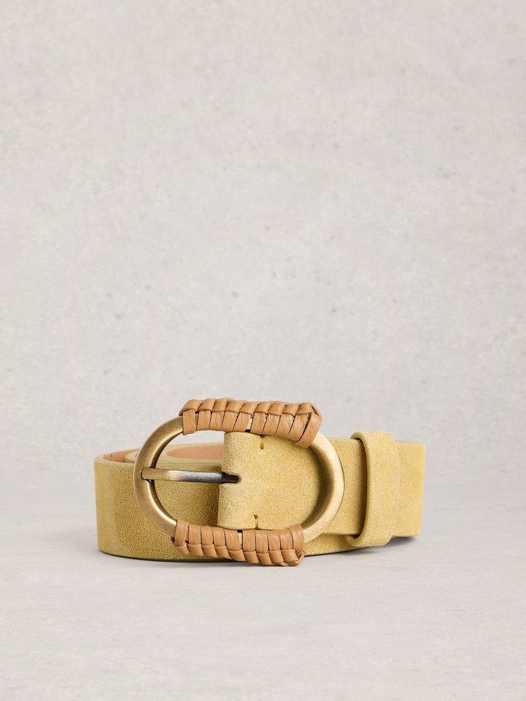 Wrapped Buckle Belt in LGT YELLOW - FLAT FRONT