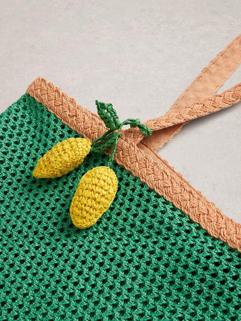 Lyla Woven Tote Bag in GREEN MLT - FLAT DETAIL