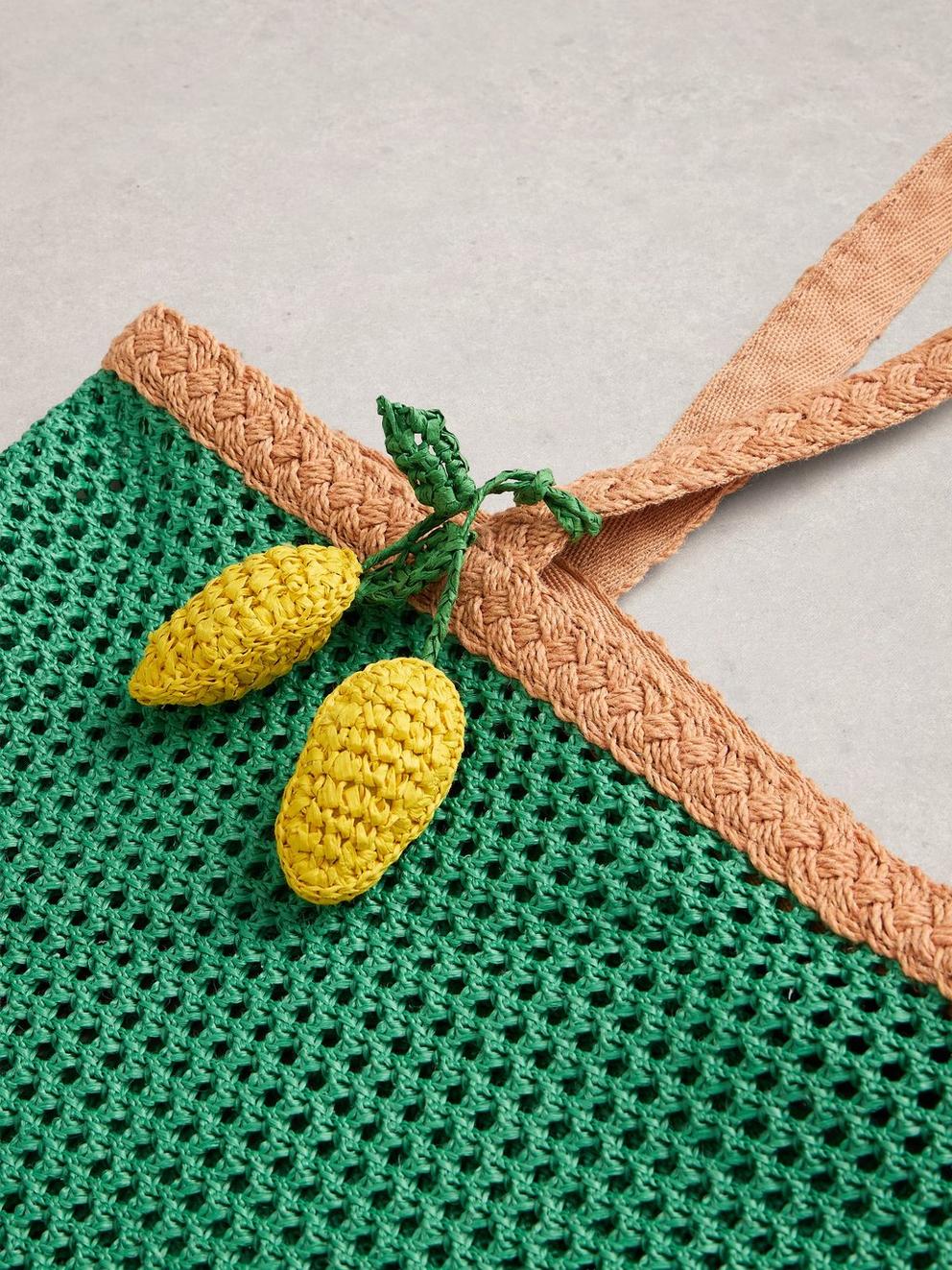 Lyla Woven Tote Bag in GREEN MLT - FLAT DETAIL