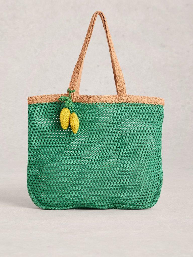 Lyla Woven Tote Bag in GREEN MLT - LIFESTYLE
