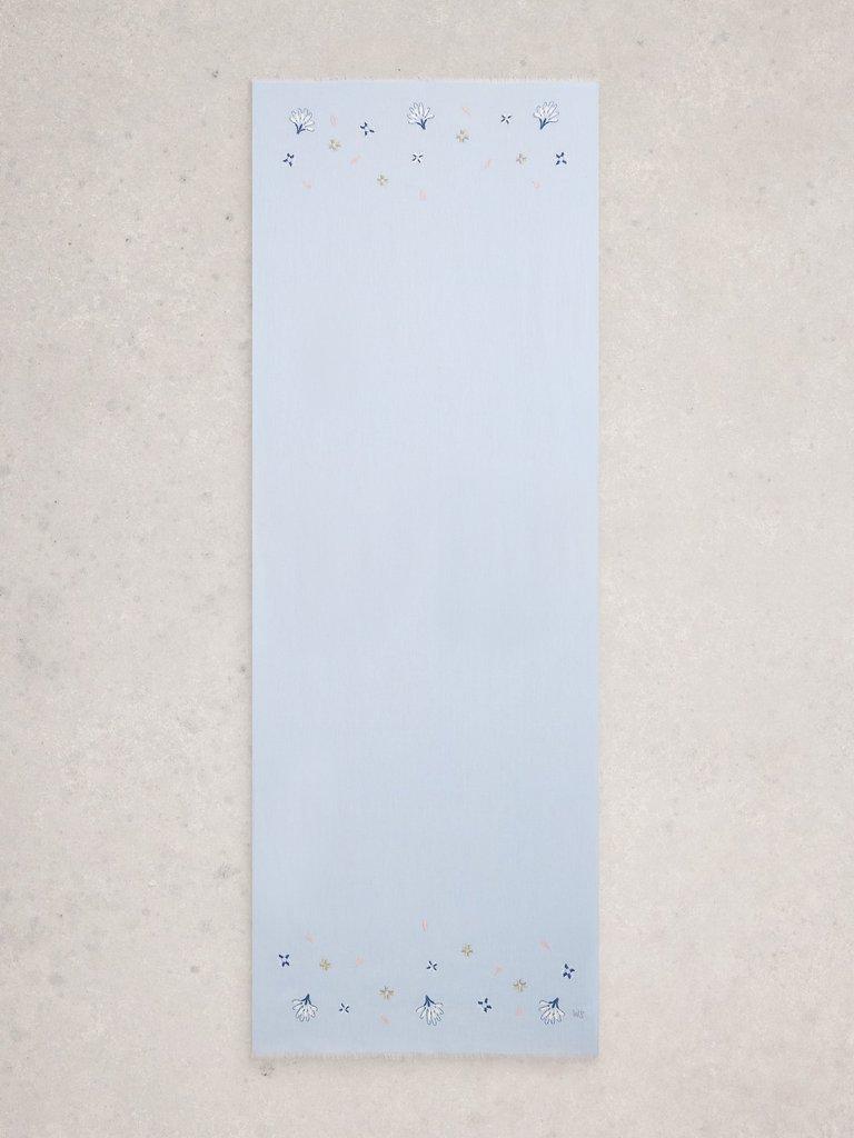 Embroidered Print Scarf in LGT BLUE - FLAT BACK