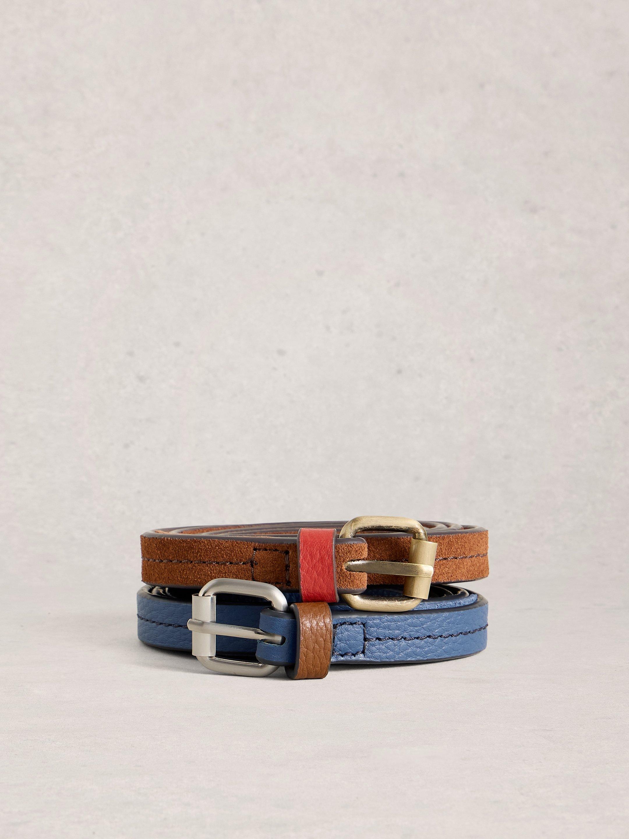 NWT White & Tan Leather Belt Bundle of 2 3_2_e81862c5-531c-4545-accf-  main image 4