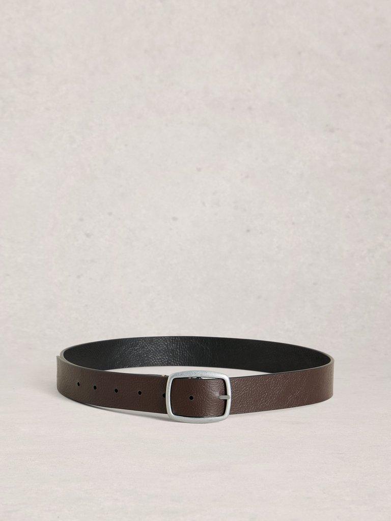 Reversible Buckle Leather Belt in BLK MLT - FLAT BACK