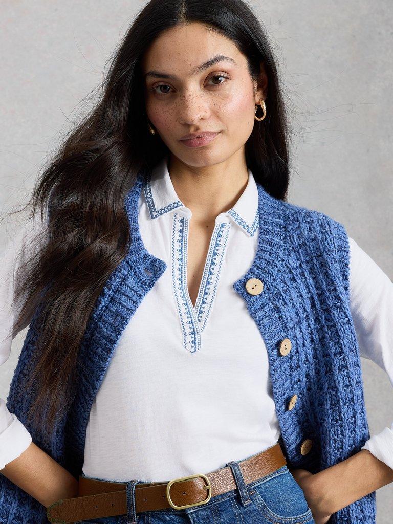 ALLIE JERSEY EMBROIDERED SHIRT in WHITE MLT - LIFESTYLE