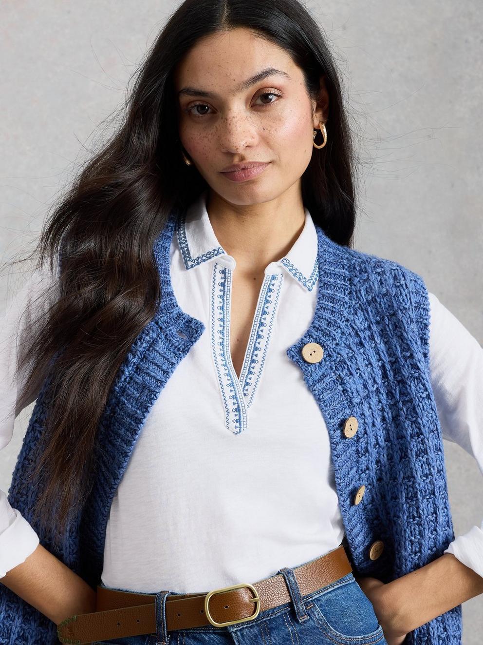 ALLIE JERSEY EMBROIDERED SHIRT in WHITE MLT - LIFESTYLE