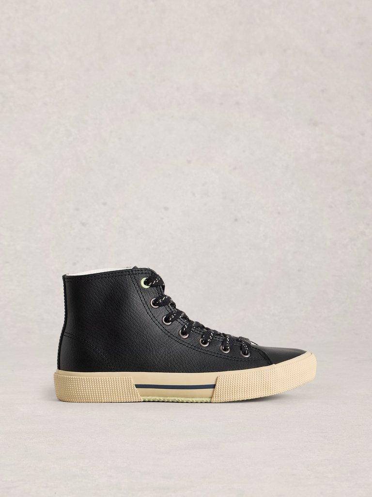 Pippa Leather HiTop Trainer in PURE BLK - LIFESTYLE