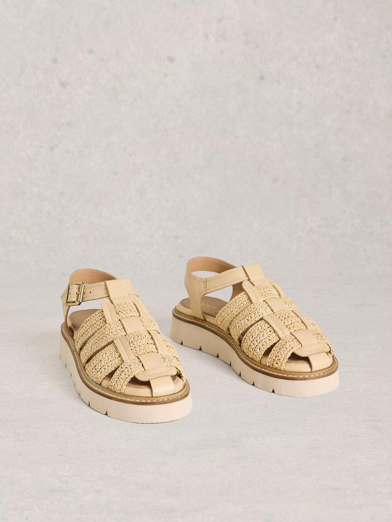 Chunky Fisherman Strappy Sandal in LGT NAT - FLAT FRONT