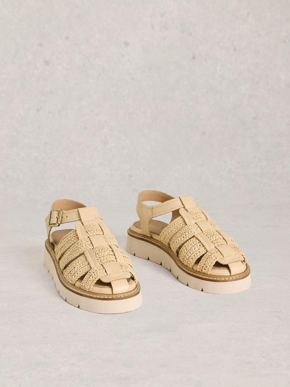 Chunky Fisherman Strappy Sandal in LGT NAT - FLAT FRONT