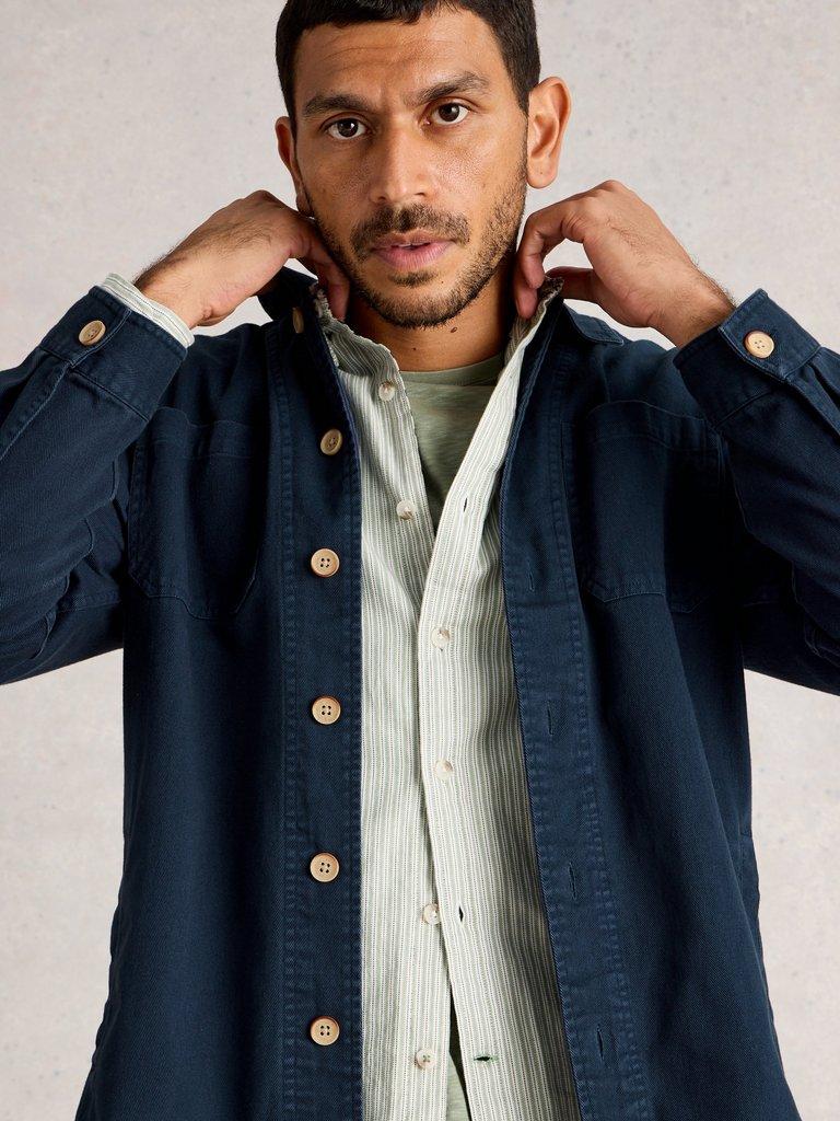 Norfolk Workwear Jacket in DARK NAVY - MODEL DETAIL