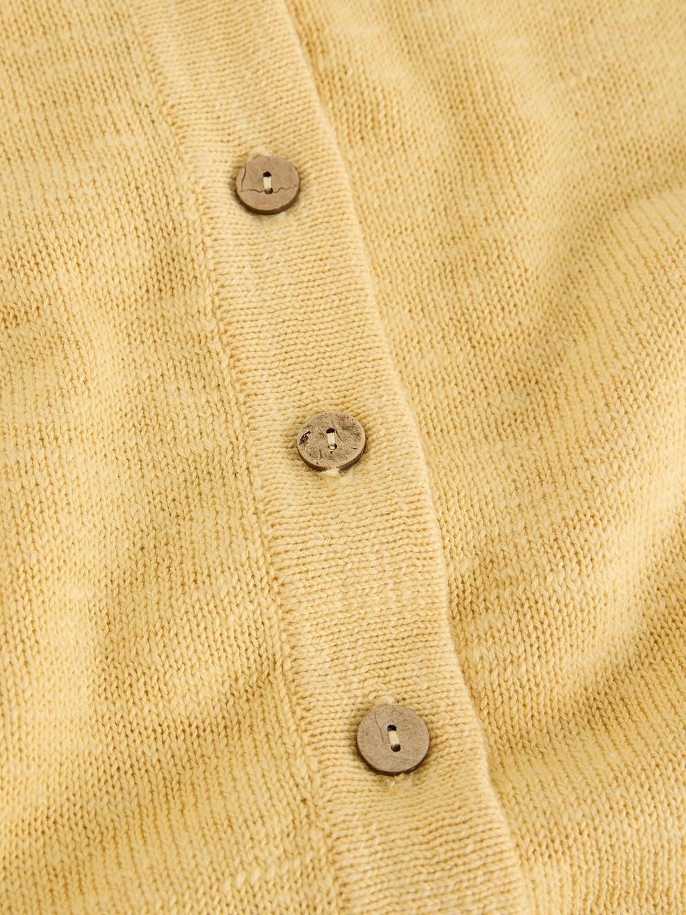 BETSY CREW NECK CARDI in LGT YELLOW - FLAT DETAIL