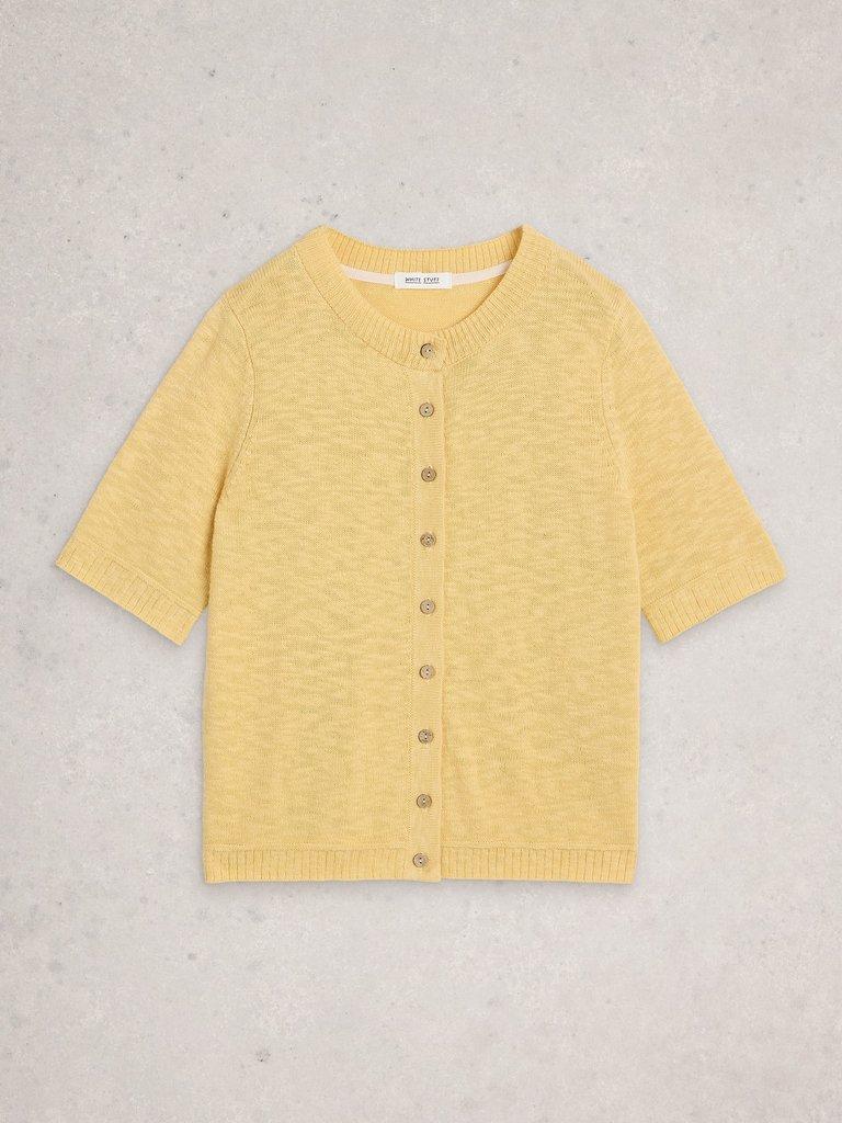 BETSY CREW NECK CARDI in LGT YELLOW - FLAT FRONT