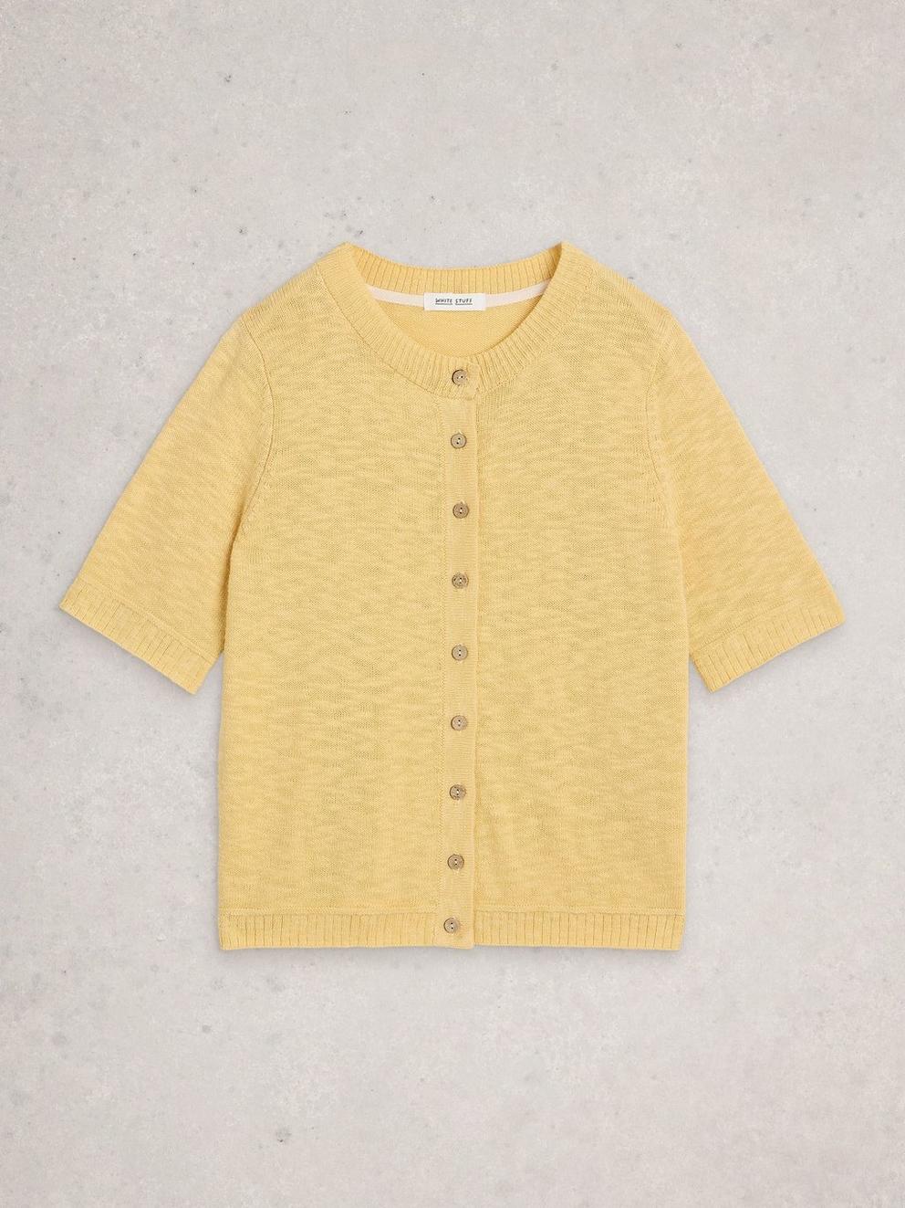 BETSY CREW NECK CARDI in LGT YELLOW - FLAT FRONT