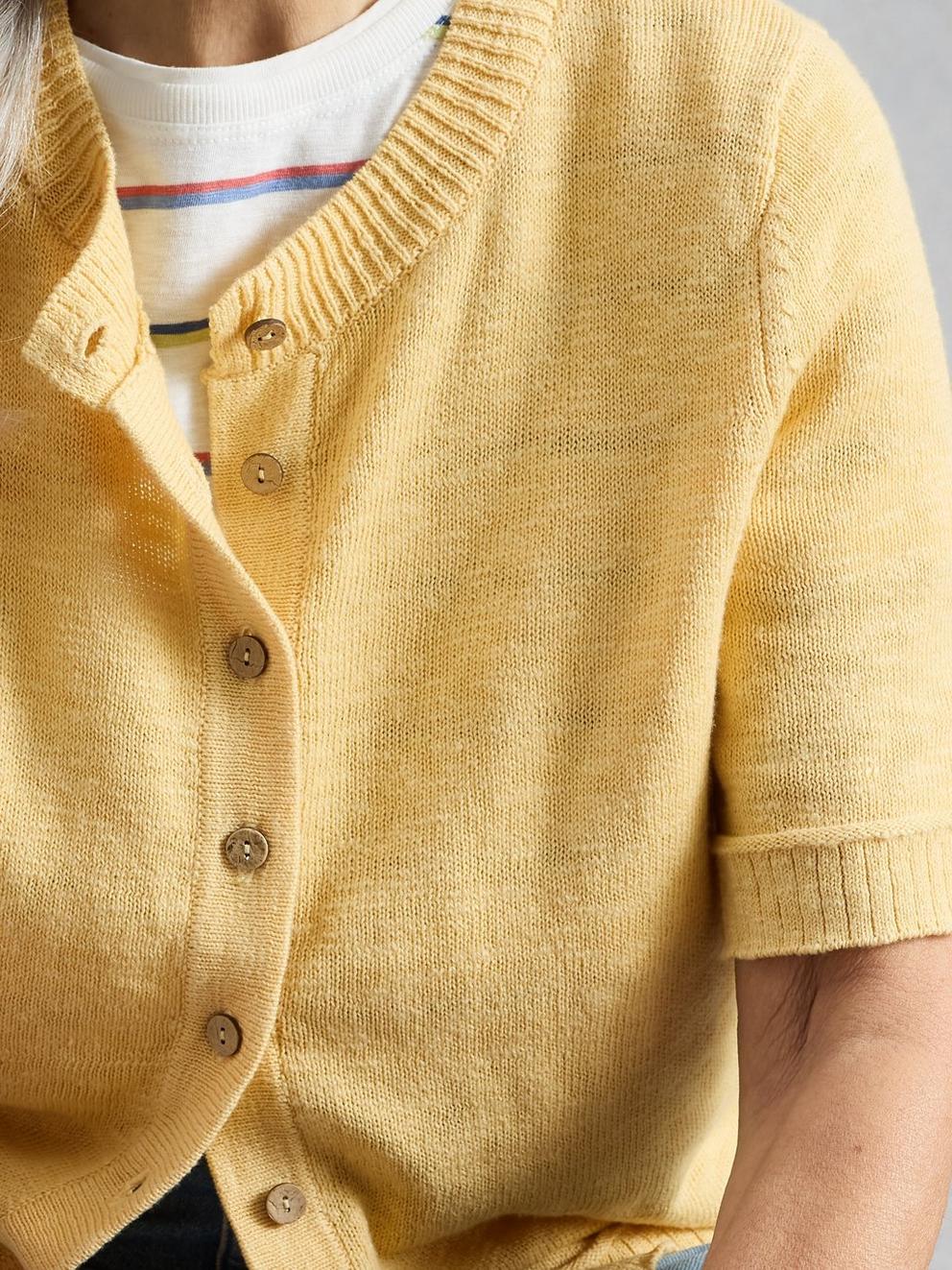 BETSY CREW NECK CARDI in LGT YELLOW - LIFESTYLE