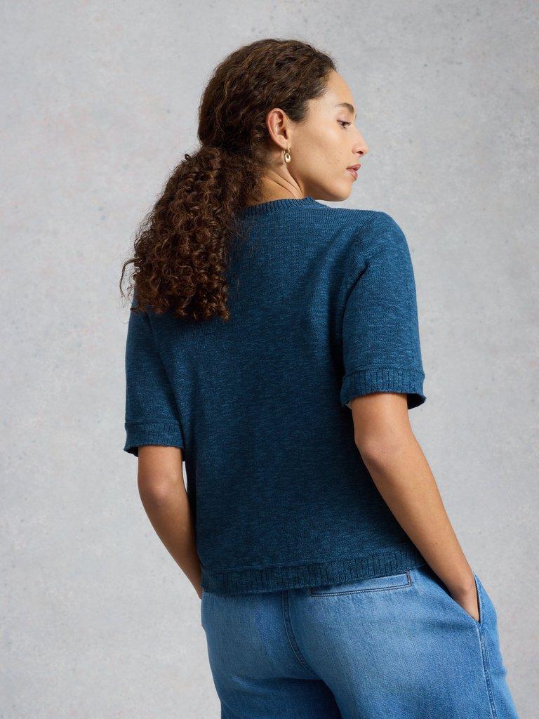 BETSY CARDI in DK BLUE - MODEL BACK