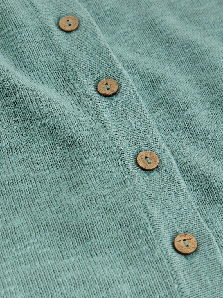 BETSY CARDI in MID TEAL - FLAT DETAIL