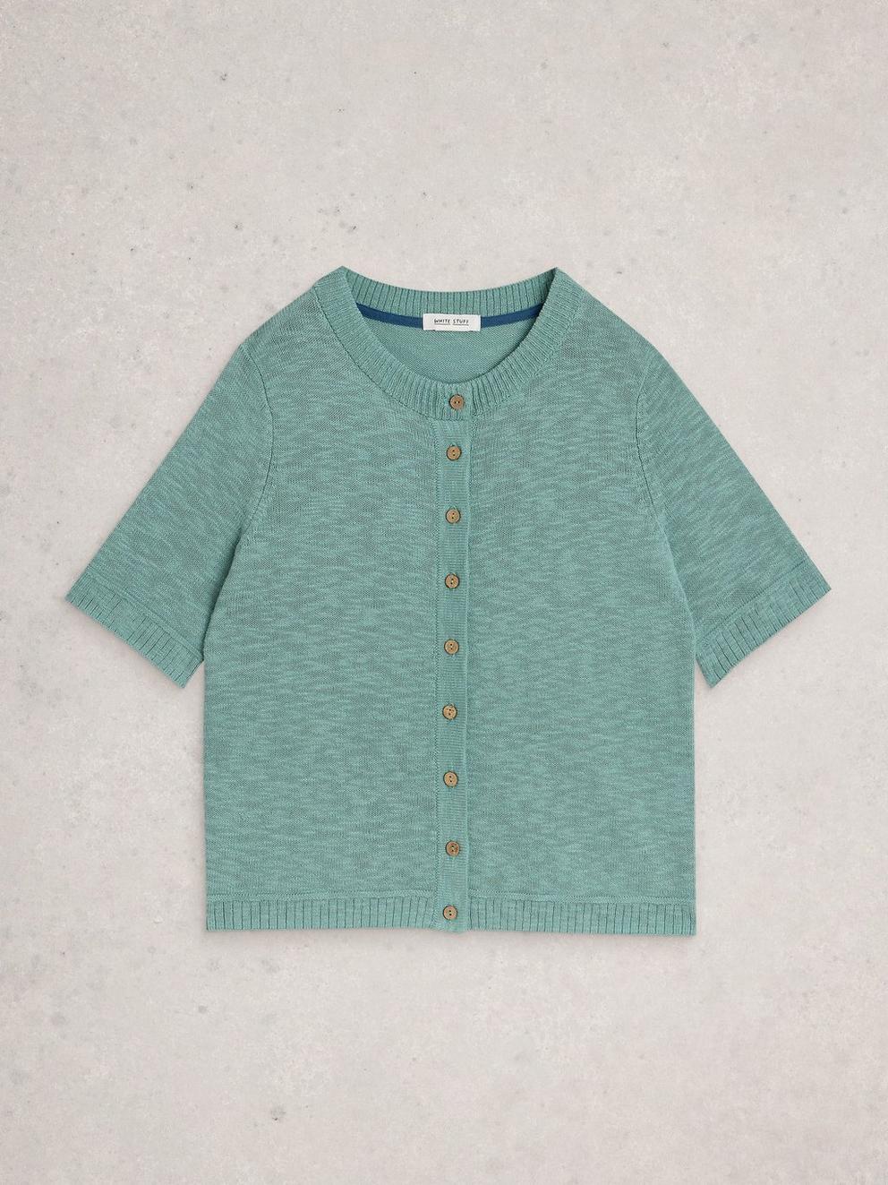 BETSY CARDI in MID TEAL - FLAT FRONT