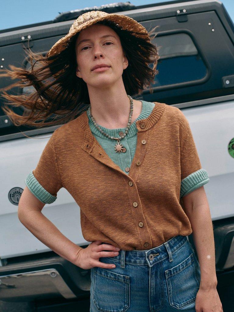 BETSY CARDI in MID TEAL - MIXED