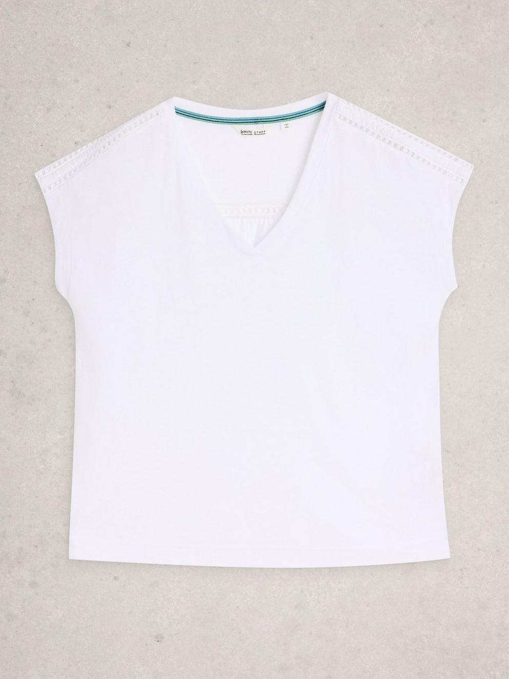 ELLA LACE T-SHIRT in BRIL WHITE - FLAT FRONT
