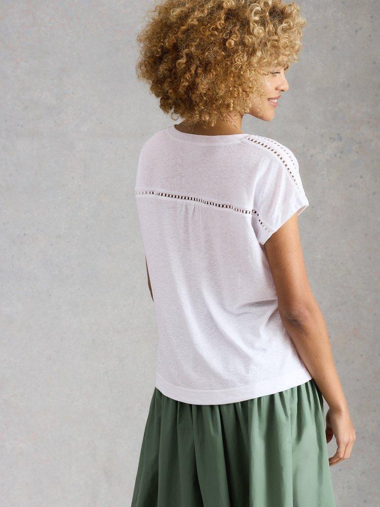 ELLA LACE T-SHIRT in BRIL WHITE - MODEL BACK