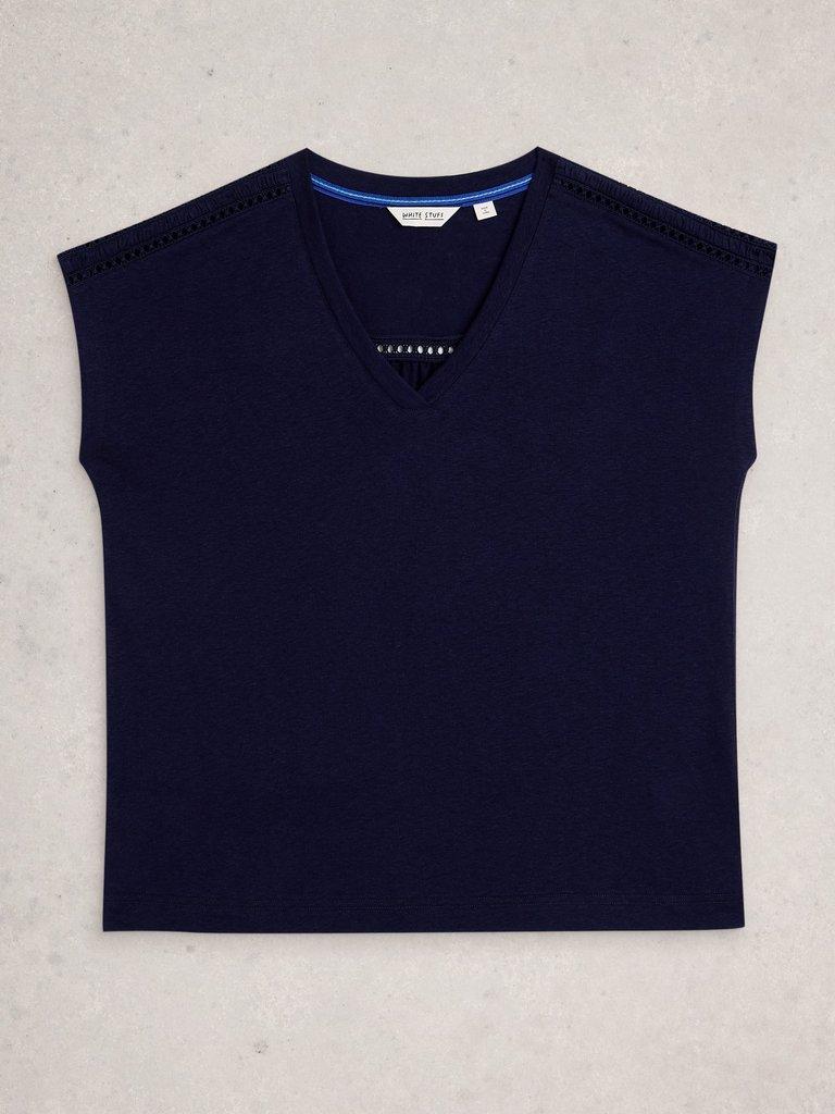 ELLA LACE T-SHIRT in DARK NAVY - FLAT FRONT