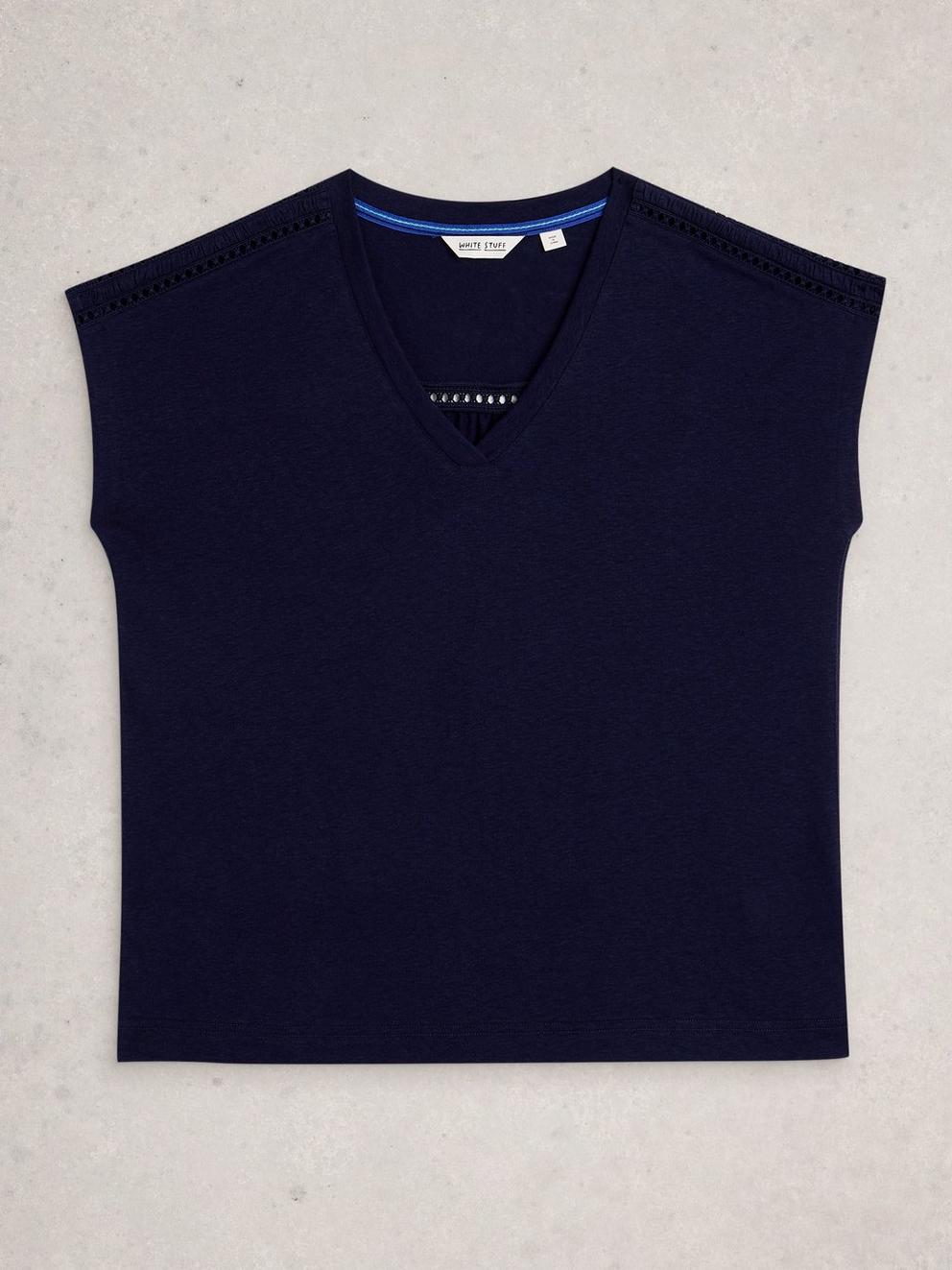 ELLA LACE T-SHIRT in DARK NAVY - FLAT FRONT