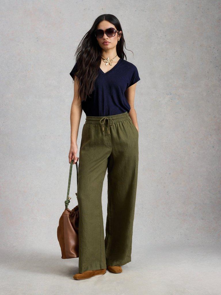 ELLA LACE T-SHIRT in DARK NAVY - MODEL FRONT