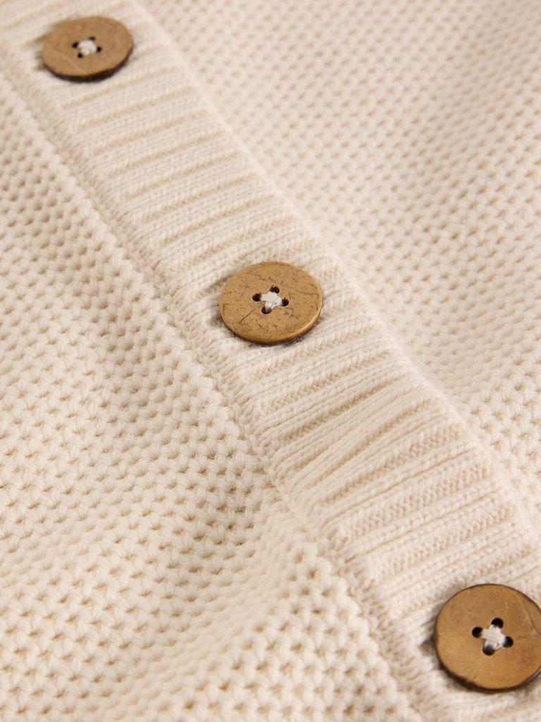 ISABELLA SHORT SLEEVE CARDIGAN in PALE IVORY - FLAT DETAIL