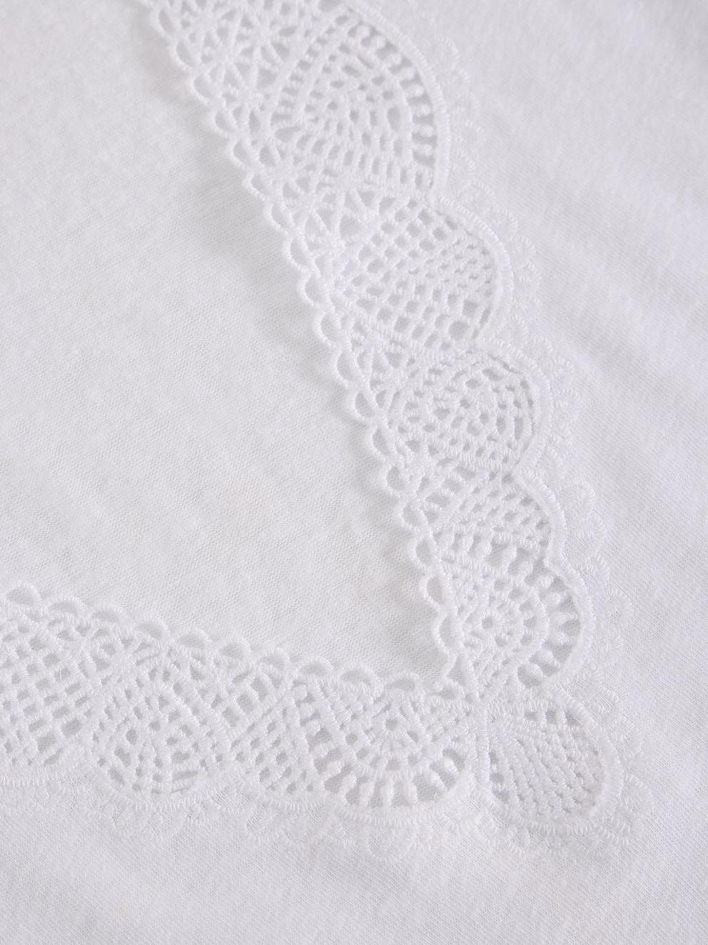 ELLIE LACE V NECK VEST in BRIL WHITE - FLAT DETAIL