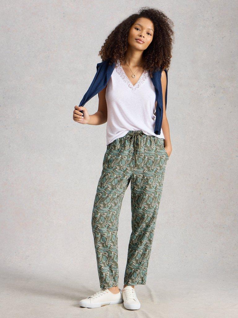 ELLIE LACE V NECK VEST in BRIL WHITE - MODEL FRONT