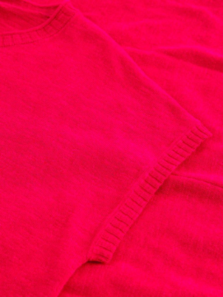 NOVA LINEN BLEND TEE in DK PINK - FLAT DETAIL