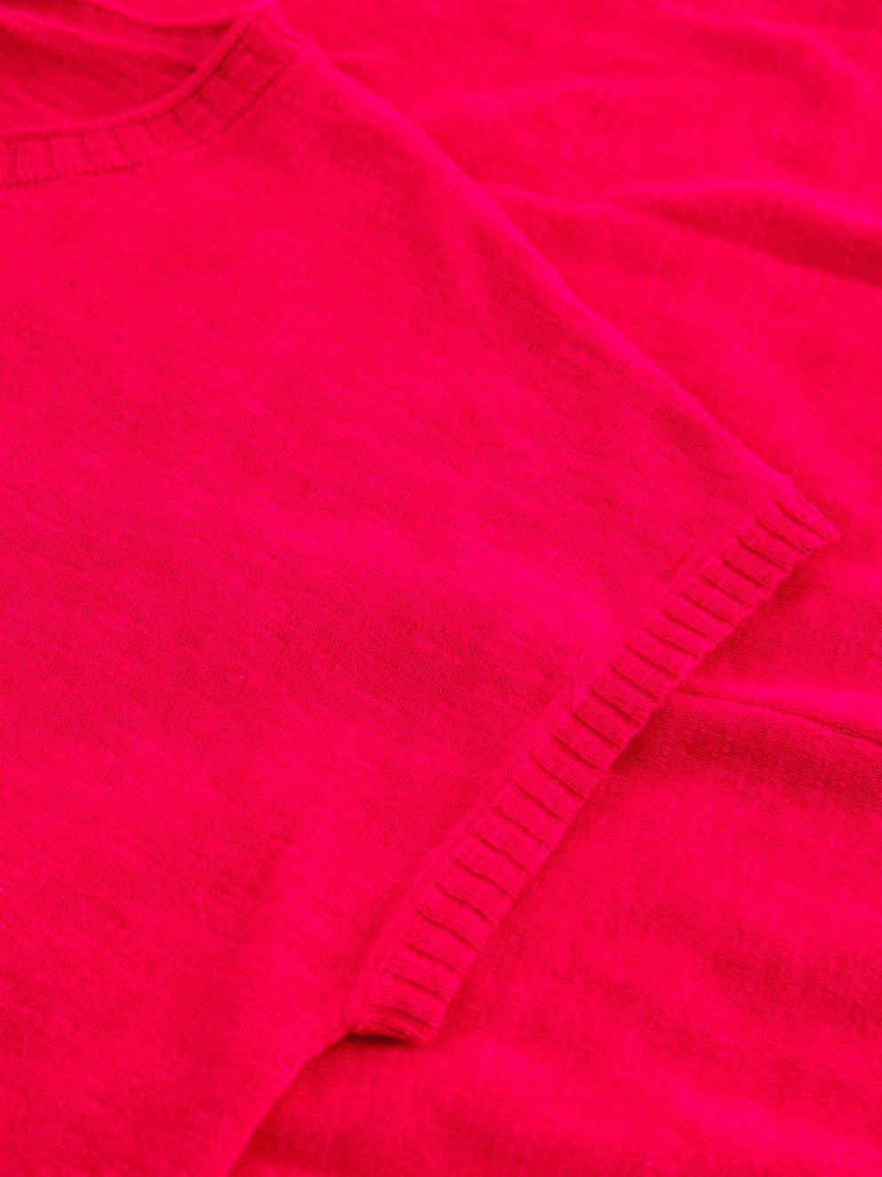 NOVA LINEN BLEND TEE in DK PINK - FLAT DETAIL