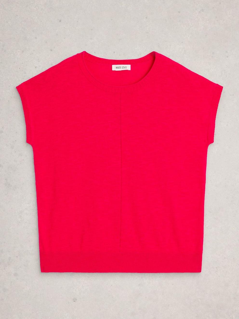 NOVA LINEN BLEND TEE in DK PINK - FLAT FRONT