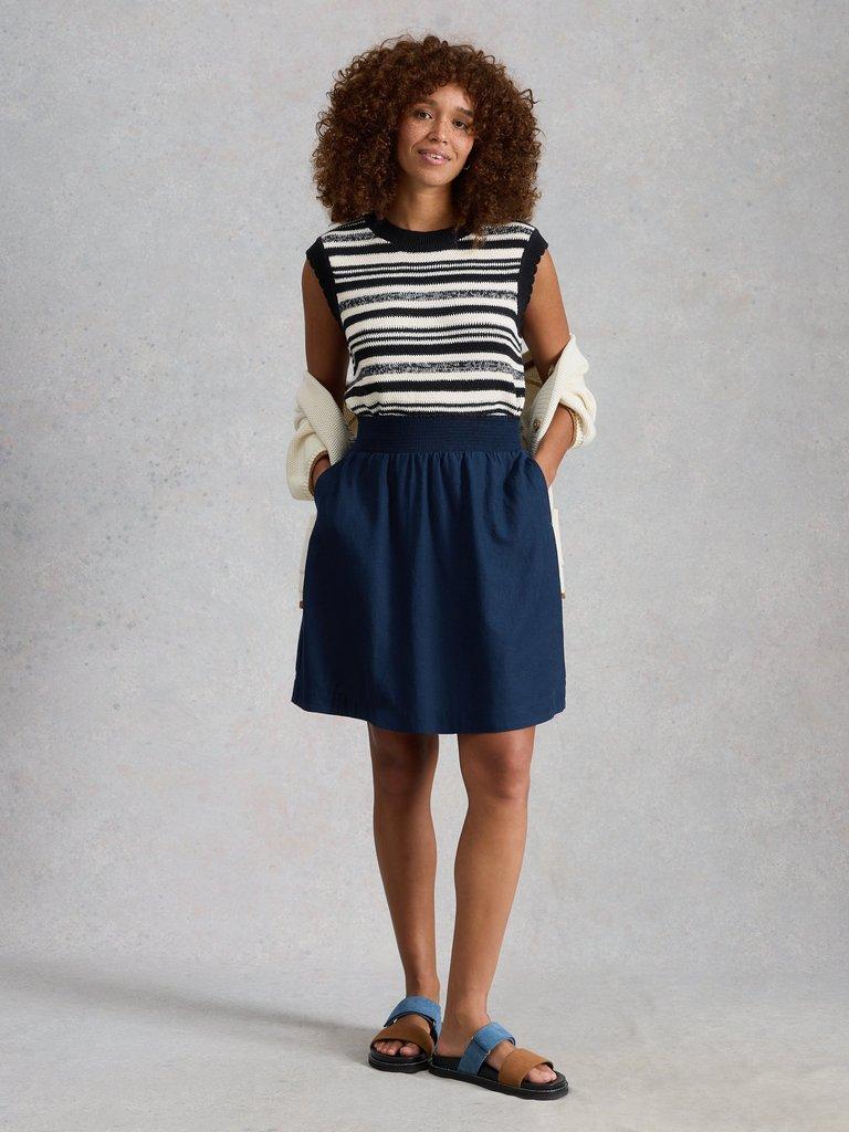 SAMMIE STITCH TANK in NAVY MULTI - MODEL FRONT