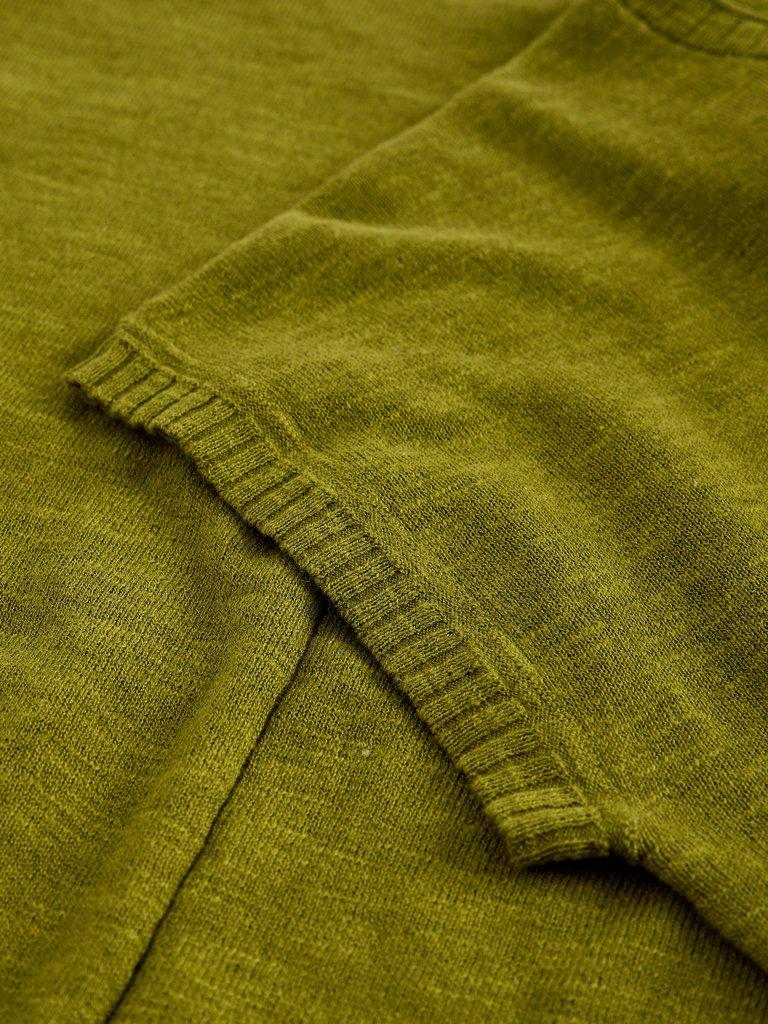 NOVA LINEN BLEND T-SHIRT in MID GREEN - FLAT DETAIL