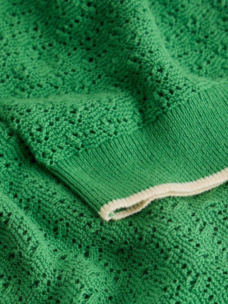 HOLLY POINTELLE TEE in BRT GREEN - FLAT DETAIL