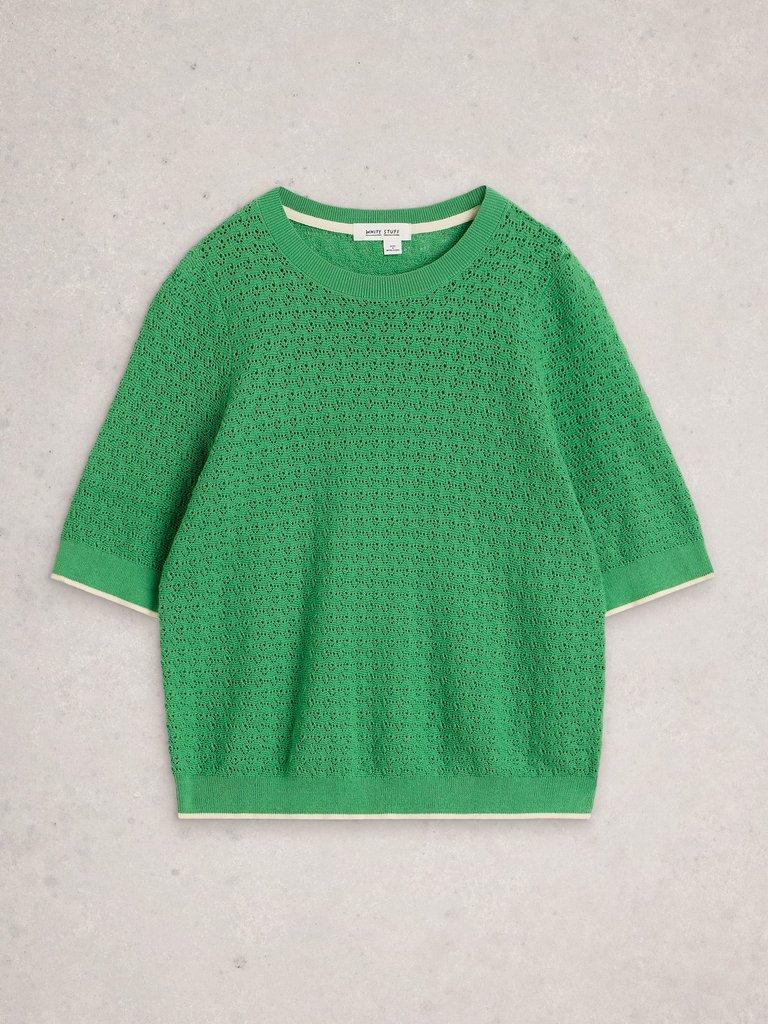 HOLLY POINTELLE TEE in BRT GREEN - FLAT FRONT
